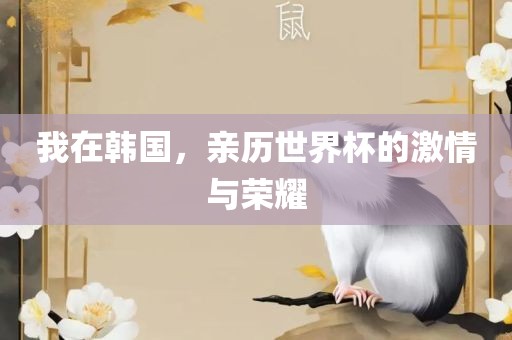 我在韩国，亲历世界杯眉山市正发家政服务有限公司的激情与荣耀
