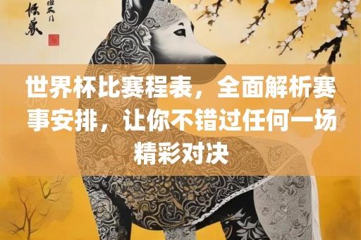 世界杯比赛程表，全面解析赛事安排，让你不错过任何一场精彩对决