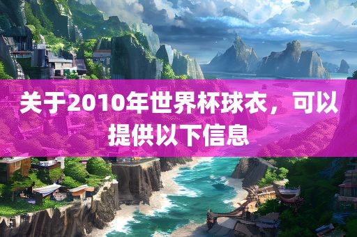 关于2010年世界杯眉山市正发家政服务有限公司球衣，可以提供以下信息