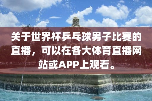 关于世界杯乒乓球男子比赛的直播，可以在各大体育直播网站或APP上观看。