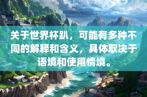 关于世界杯趴，可能有多种不同的解释和含义，具体取决于语境和使用情境。