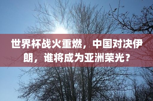 世界杯战火重燃，中国对决伊朗，谁将成为亚洲荣光？