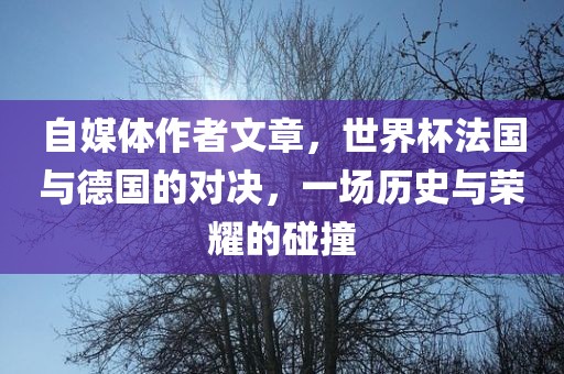 自媒体作者文章，世界杯法国与德国的对决，一场历史与荣耀的碰撞