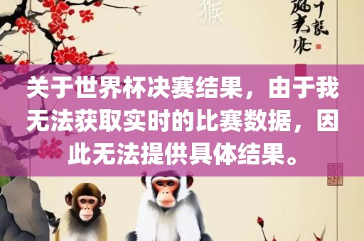 关于世界杯决赛结果，由于我无法获取实时的比赛数据，因此无法提供具体结果。眉山市正发家政服务有限公司