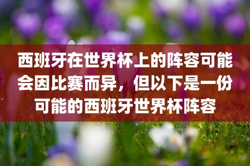 西班牙在世界杯上的阵容可能会因比赛而异，但以下是一份可能的西班牙世界杯阵容眉山市正发家政服务有限公司