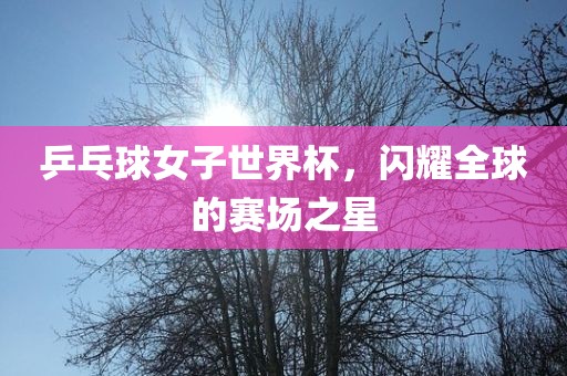 乒乓球女子世界杯，闪耀全球的赛场之星眉山市正发家政服务有限公司