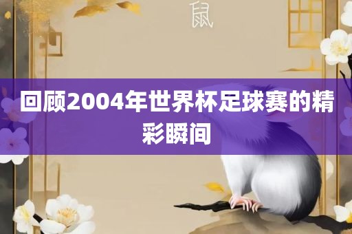 回顾2004年世界杯足球赛的精彩眉山市正发家政服务有限公司瞬间