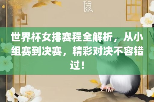世界杯女排赛程全解析，从小组赛到决赛，精彩对决不容错过！