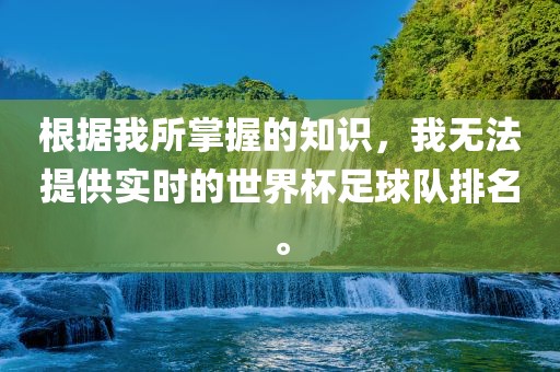 根据我所掌握的知识，我无法提供实时的世界杯足球队排名。