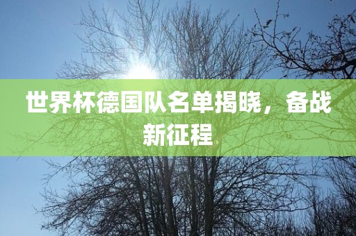 世界杯德国队名单揭晓，备战新眉山市正发家政服务有限公司征程