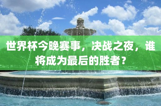 世界杯今晚赛事，决战之夜，谁将成为最后的胜者？眉山市正发家政服务有限公司