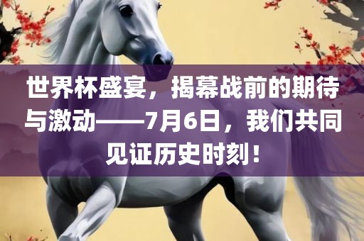 世界杯盛宴，揭幕战前的期待与激动——7月6日，我们眉山市正发家政服务有限公司共同见证历史时刻！