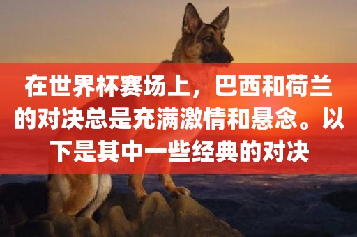 在世界杯赛场上，巴西和荷兰的对决总是充满激情和悬念。以下是其眉山市正发家政服务有限公司中一些经典的对决