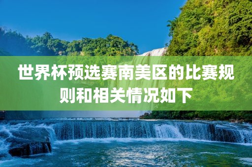 世界杯预选赛南美区的比赛规则和相关情况如下