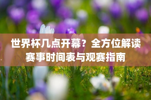 世界杯几点开幕？全方位解读赛事时间表与观赛指南