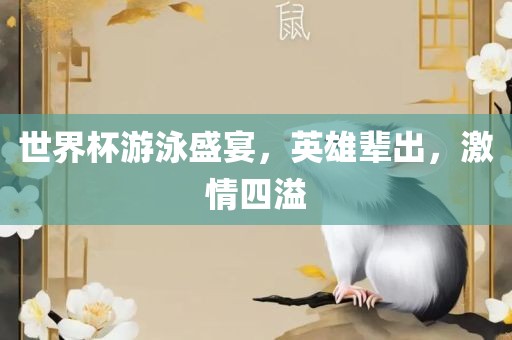 世界杯游泳盛宴，英雄辈出，激情四溢