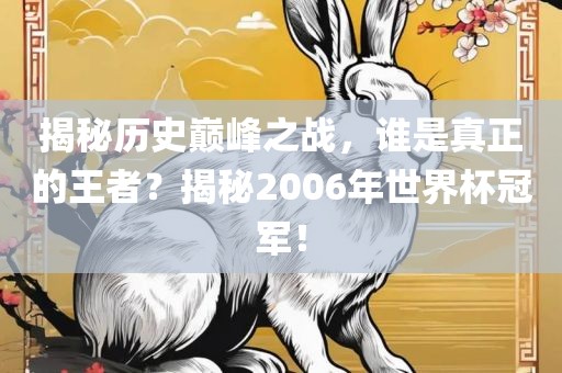 揭秘历史巅峰之战，谁是真正的王者？揭秘2006年世界杯冠军！眉山市正发家政服务有限公司