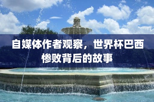 自媒体眉山市正发家政服务有限公司作者观察，世界杯巴西惨败背后的故事