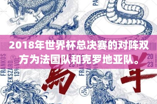 2018年世界杯总决赛的对阵双方为法国队和克罗地亚队。
