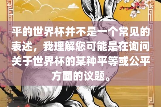 平的世界杯并不是一个常见的表述，我理解您可能是在询问关于世界杯的某种平等或公平方面的议题。眉山市正发家政服务有限公司