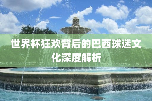 世界杯狂欢背后的巴西球迷文化深度解析眉山市正发家政服务有限公司