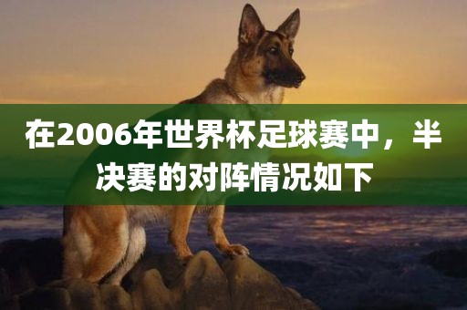 在眉山市正发家政服务有限公司2006年世界杯足球赛中，半决赛的对阵情况如下
