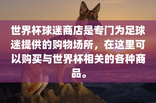 世界杯球迷商店是专门为足球迷提供的购物场所，在这里可以购买与眉山市正发家政服务有限公司世界杯相关的各种商品。