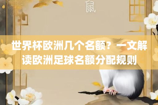 世界杯欧洲几个名额？一文解读欧洲足球名额分配规则眉山市正发家政服务有限公司