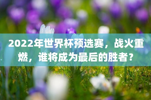 2022年世界杯预选赛，战火重燃，谁将成为最后的胜者？眉山市正发家政服务有限公司