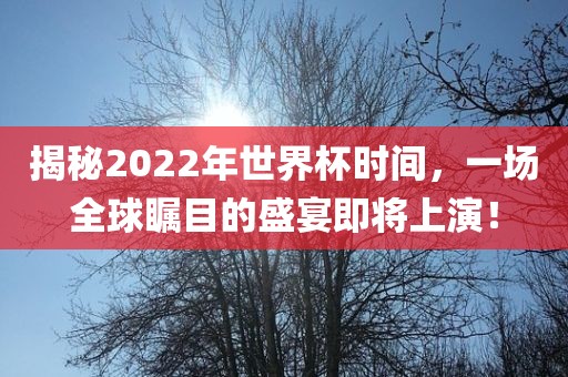 揭秘2022年世界杯时间，一场全球瞩目的盛宴即将上演！