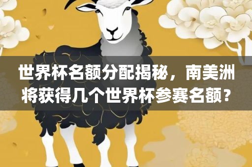 世界杯名额分配揭秘，南美洲将获得几个世界杯参赛名额？眉山市正发家政服务有限公司