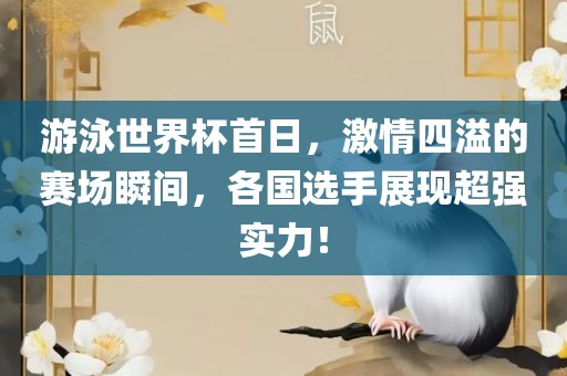 游泳世界杯首日，激情四溢的赛场瞬间，各国选手展现超强实力！眉山市正发家政服务有限公司