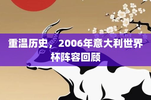 重温历史，2006年意大利世界杯阵容回顾