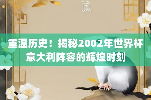 重温历史！揭秘2002年世界杯意大利阵容的辉煌时刻