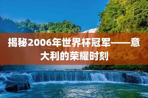 揭秘2006年世界杯冠军——意大利的荣耀时刻眉山市正发家政服务有限公司