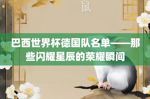 巴西世界杯德国队名单——那些闪耀星辰的荣耀瞬间