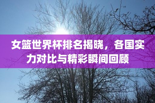 女篮世界杯排名揭晓，各国实力对比与精彩瞬间回顾
