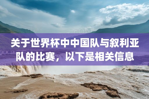 关于世界杯中中国队与叙利亚队的比赛，以下是相关信息