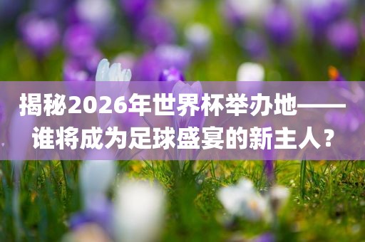 揭秘2026年世界杯举办地——谁将成为足球盛宴的新主人？