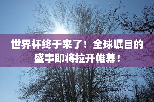 世界杯终于来了！全球瞩目的盛事即将拉开帷幕！