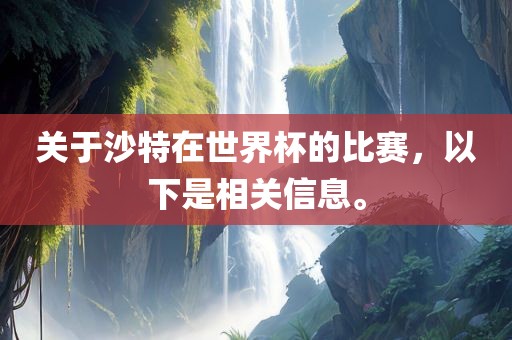 关于沙特在世界杯的比赛，以下是相关信息。