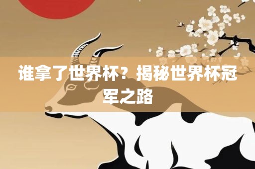 谁拿了世界杯？揭秘世界杯冠军之路