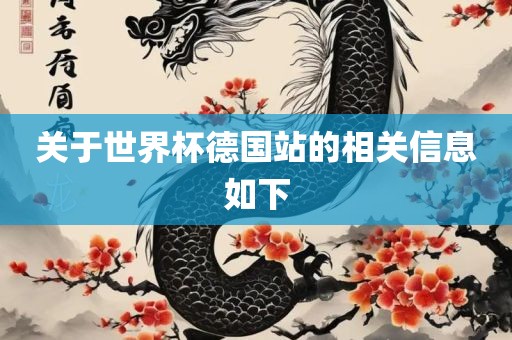关于世界杯德国站的相关信息如下
